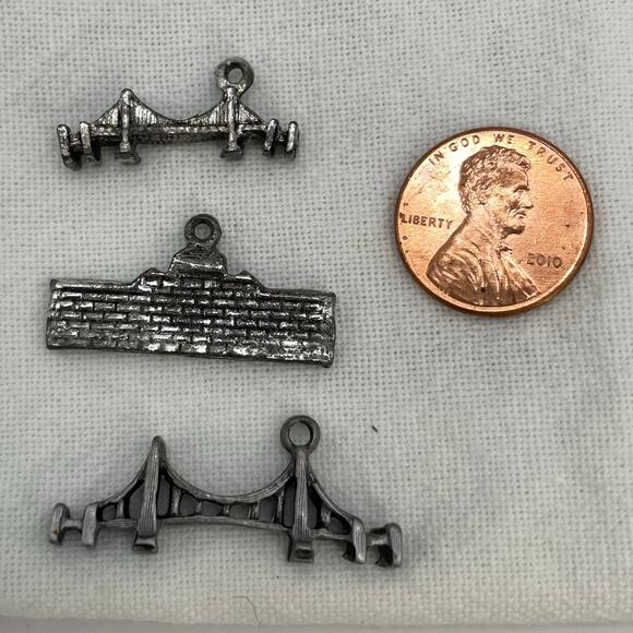 Set of 3 Charms Bridges Building Jewelry Maker Crafting Bracelet Necklace - Picture 6 of 6
